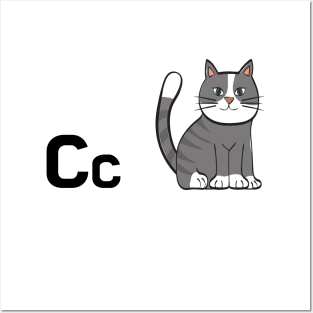 The Letter C for Cat Alphabet uppercase and lowercase C letter Design Posters and Art